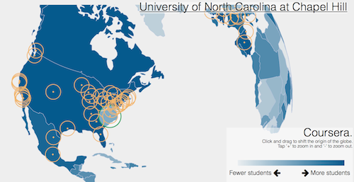 Coursera Map Showing University of North Carolina at Chapel Hill