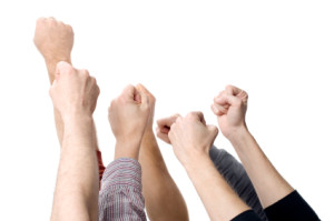 Photo of raised fists for the Learning Revolution