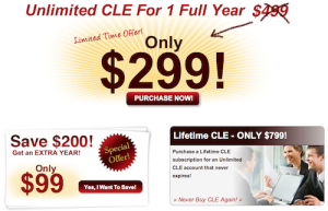 Advertisement for discount CLE subscriptions